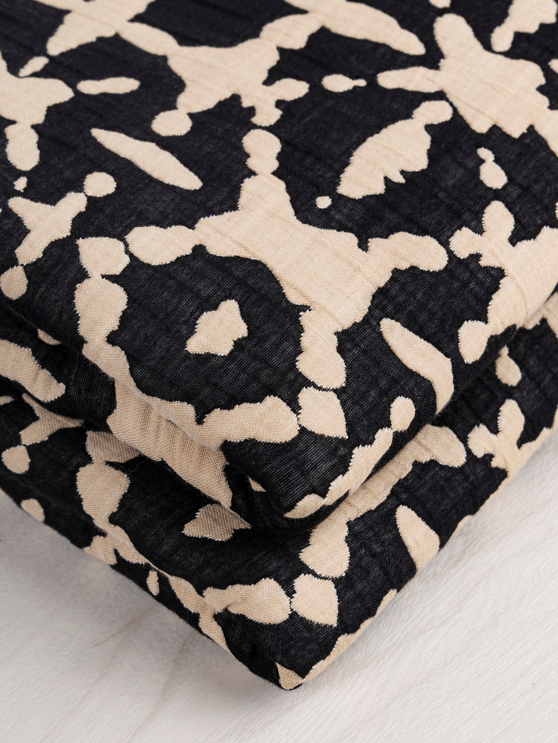 Double Sided Inkblot Quilted Cotton Jacquard with Batting - Tan + Black | Core Fabrics