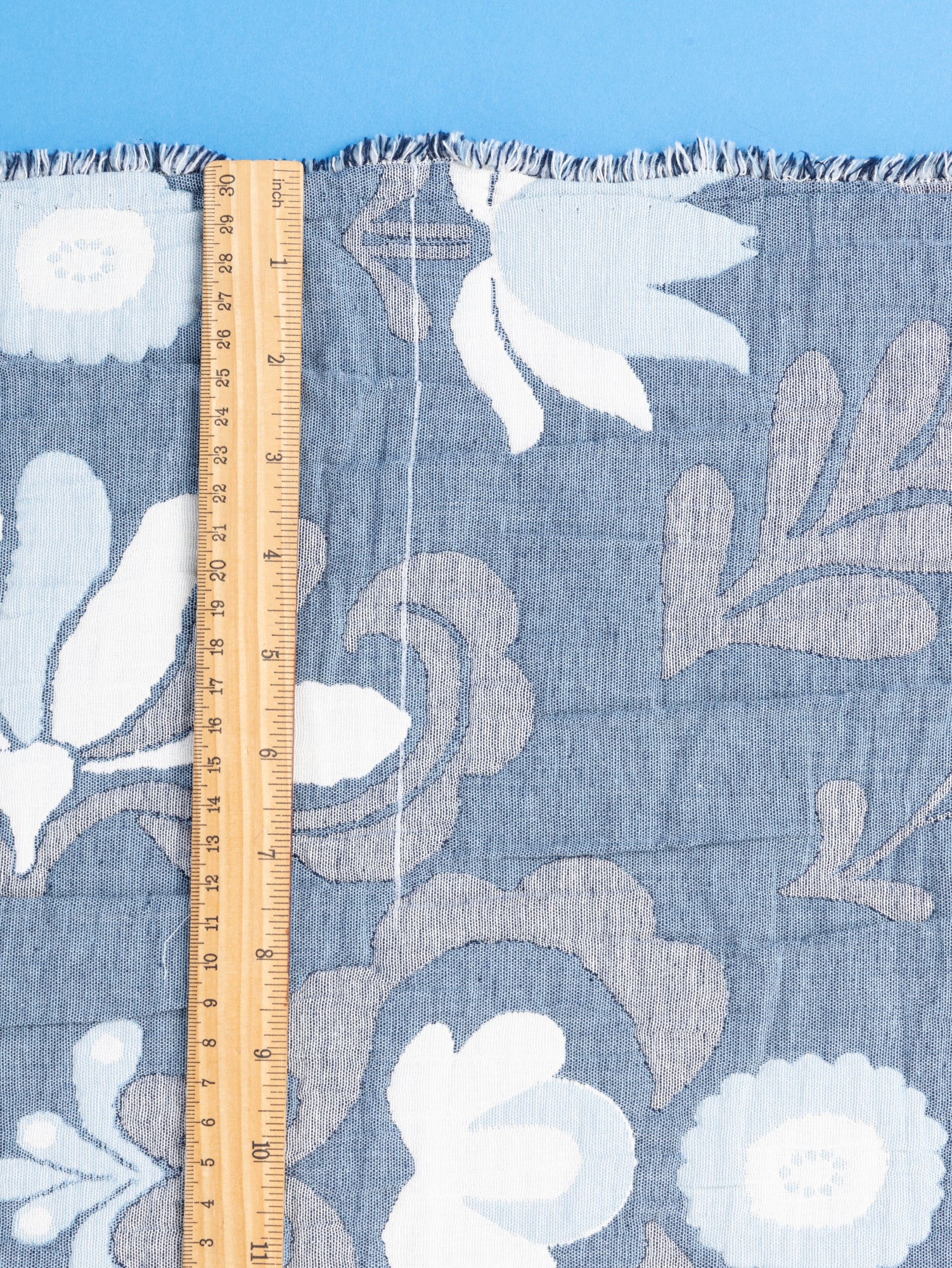 Folk Quilted Jacquard with Batting - Blue + Cream | Core Fabrics