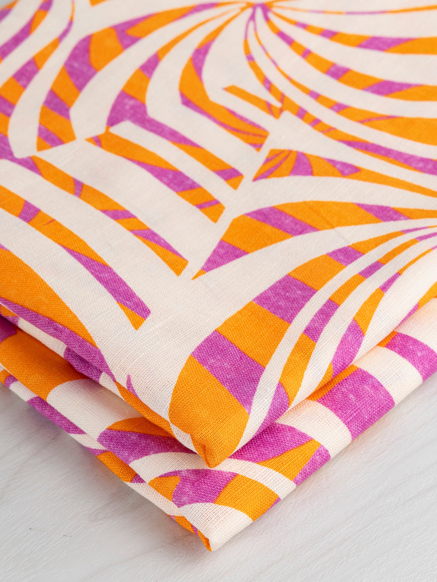 Italian Psychedelic Print Linen Deadstock - Orange + Magenta + Cream | Core Fabrics