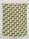 Italian Geo Print Viscose Linen Deadstock - Tan + Green + Red | Core Fabrics