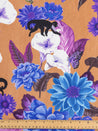 Italian Flora Fauna Print Linen Deadstock - Terracotta + Blue + Magenta | Core Fabrics