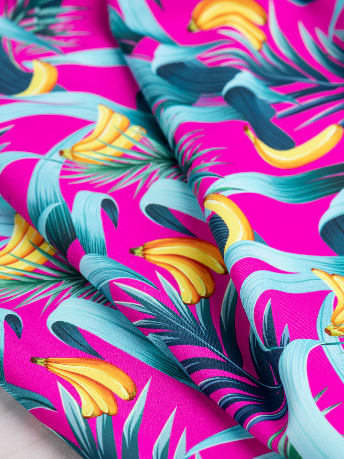 Banana Leaf Deadstock Swimsuit Print - Fuschia + Multi | Core Fabrics