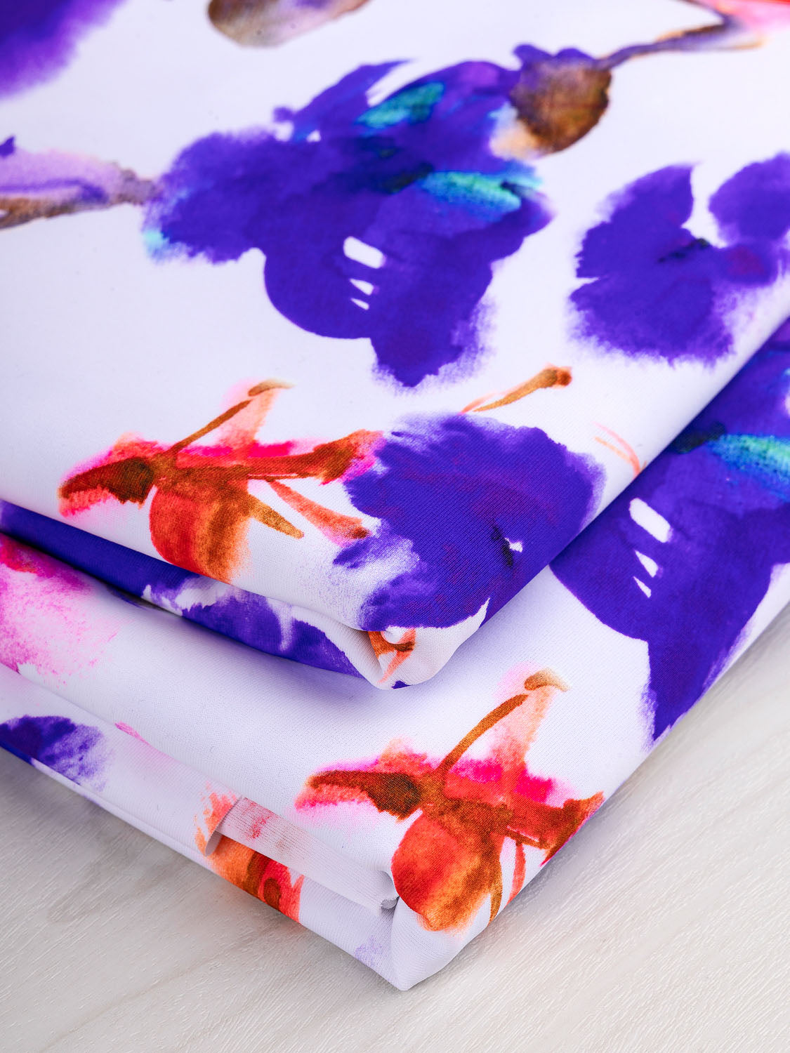 Neon Watercolour Deadstock Swimsuit Print - White + Multi | Core Fabrics