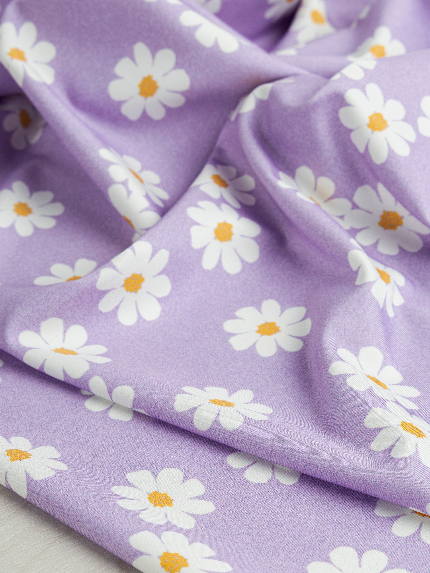 Mary Daisy Recycled Swim Performance Knit - Lavender + White | Core Fabrics