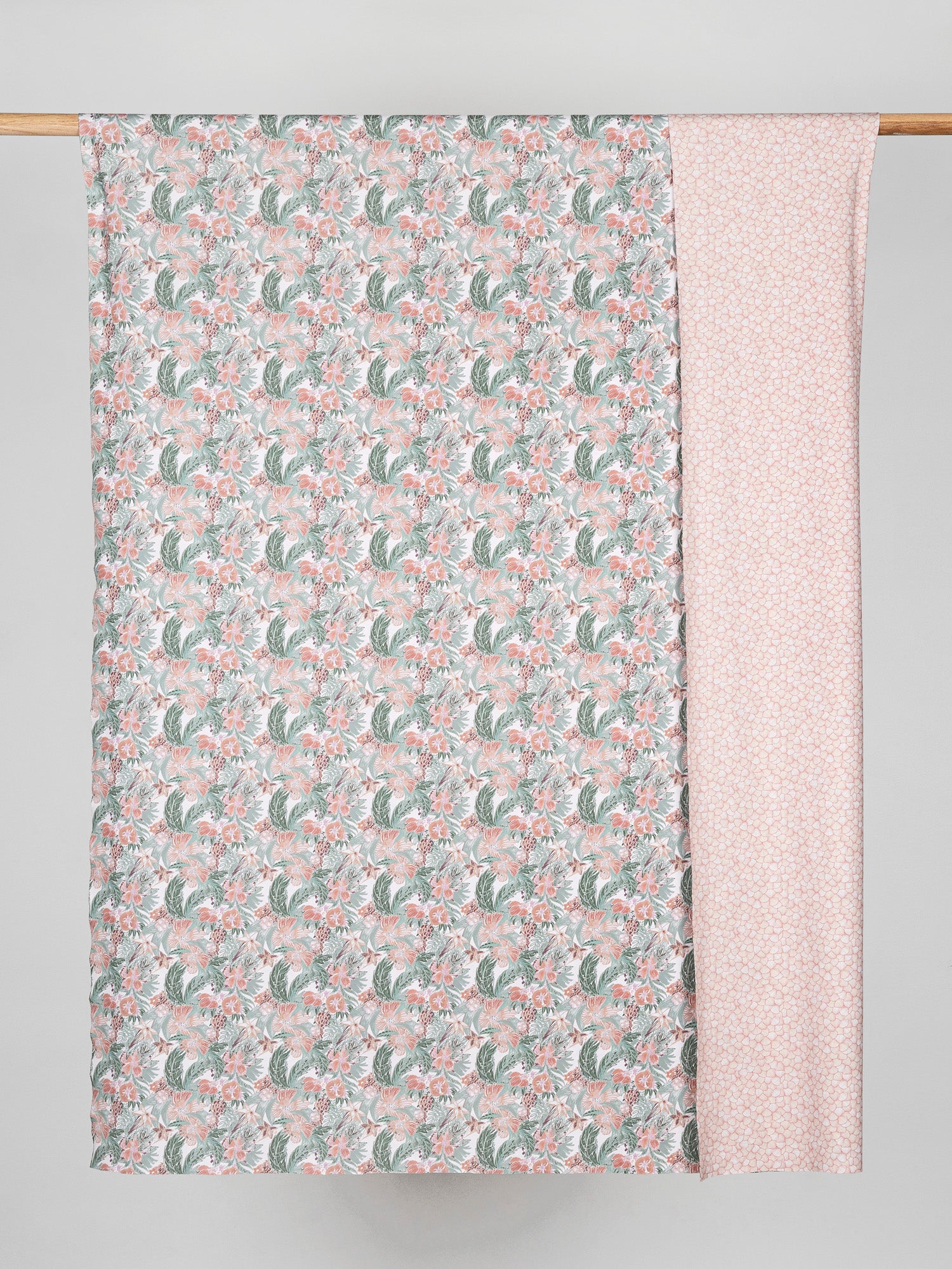 Shell Flower Reversible Stretch Knit Deadstock - Pink + Green + White | Core Fabrics