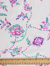 Japanese Floral Print Silk Chiffon Deadstock - Violet + Green + Cream | Core Fabrics