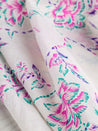 Japanese Floral Print Silk Chiffon Deadstock - Violet + Green + Cream | Core Fabrics