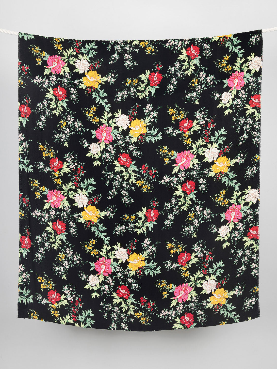 Tiny Floral Print Italian Viscose Crepe - Multi + Black | Core Fabrics