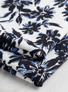 Daisy Print Stretch Viscose Twill Deadstock - Black + Blue + White | Core Fabrics