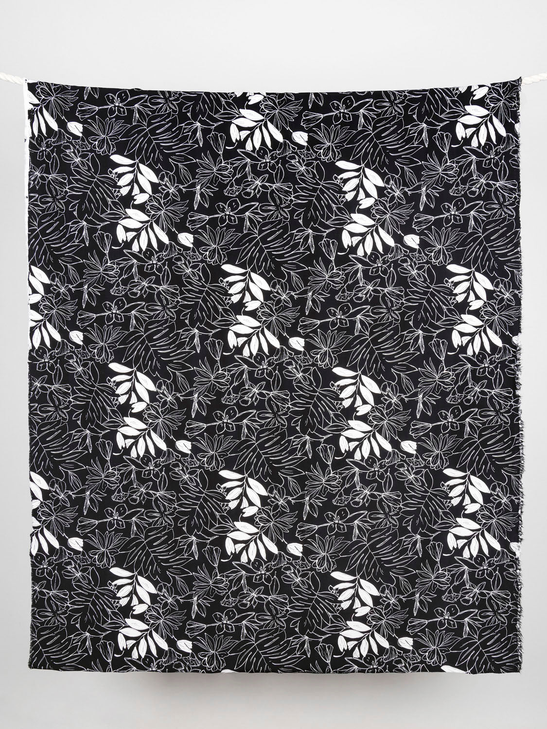 Floral Print Stretch Viscose Twill Deadstock - White + Black  | Core Fabrics