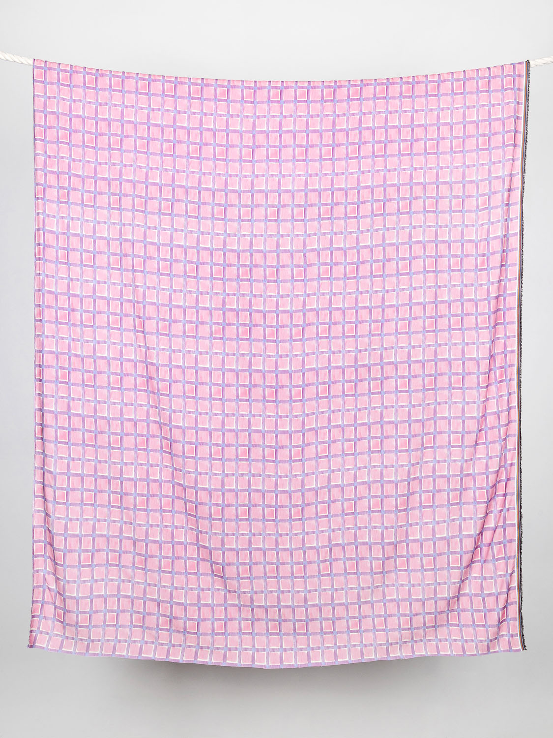 Watercolour Check Print Viscose - Petal Pink + Lavender + Cream | Core Fabrics