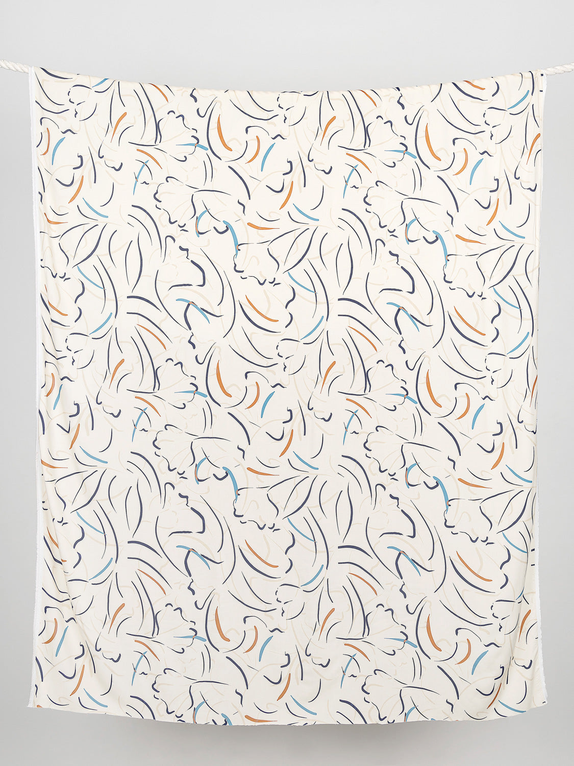 Chic Brushstroke Print Viscose - Cream + Navy + Taupe | Core Fabrics
