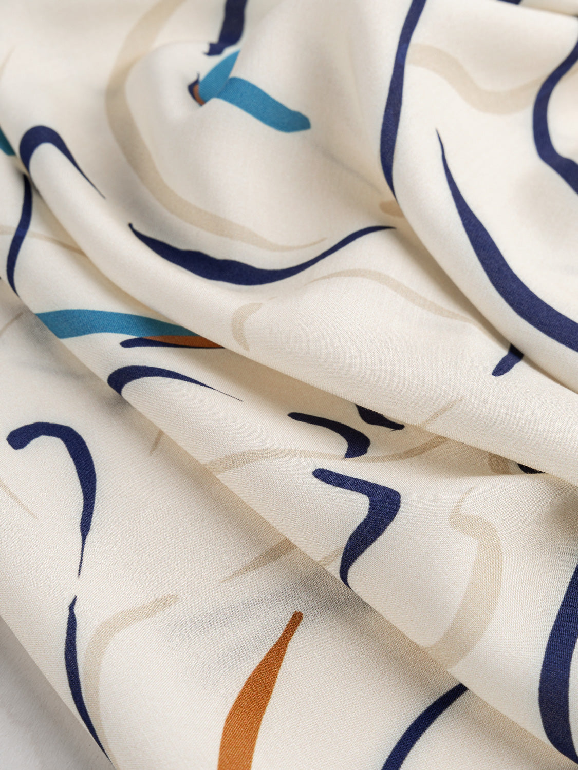 Chic Brushstroke Print Viscose - Cream + Navy + Taupe | Core Fabrics