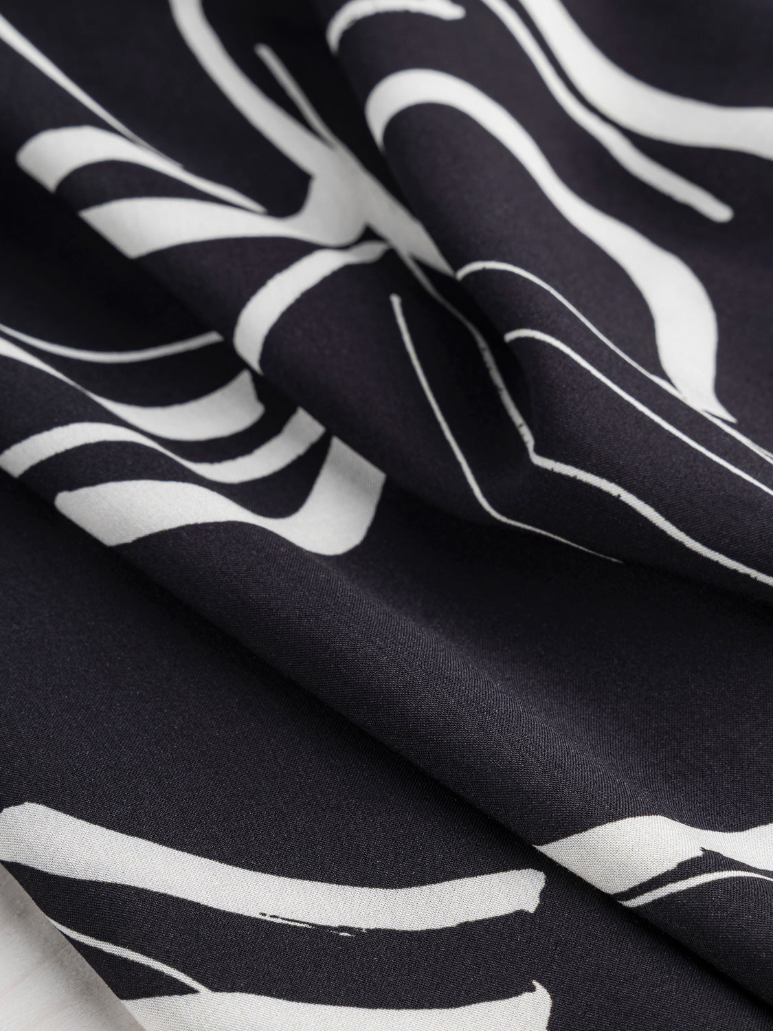 Chic Brushstroke Print Viscose - Black + Cream | Core Fabrics