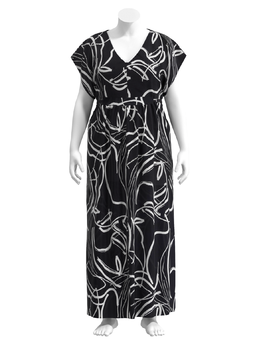 Chic Brushstroke Print Viscose - Black + Cream | Core Fabrics