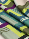 Deconstructed Plaid Print Viscose - Blue + Green + Purple | Core Fabrics