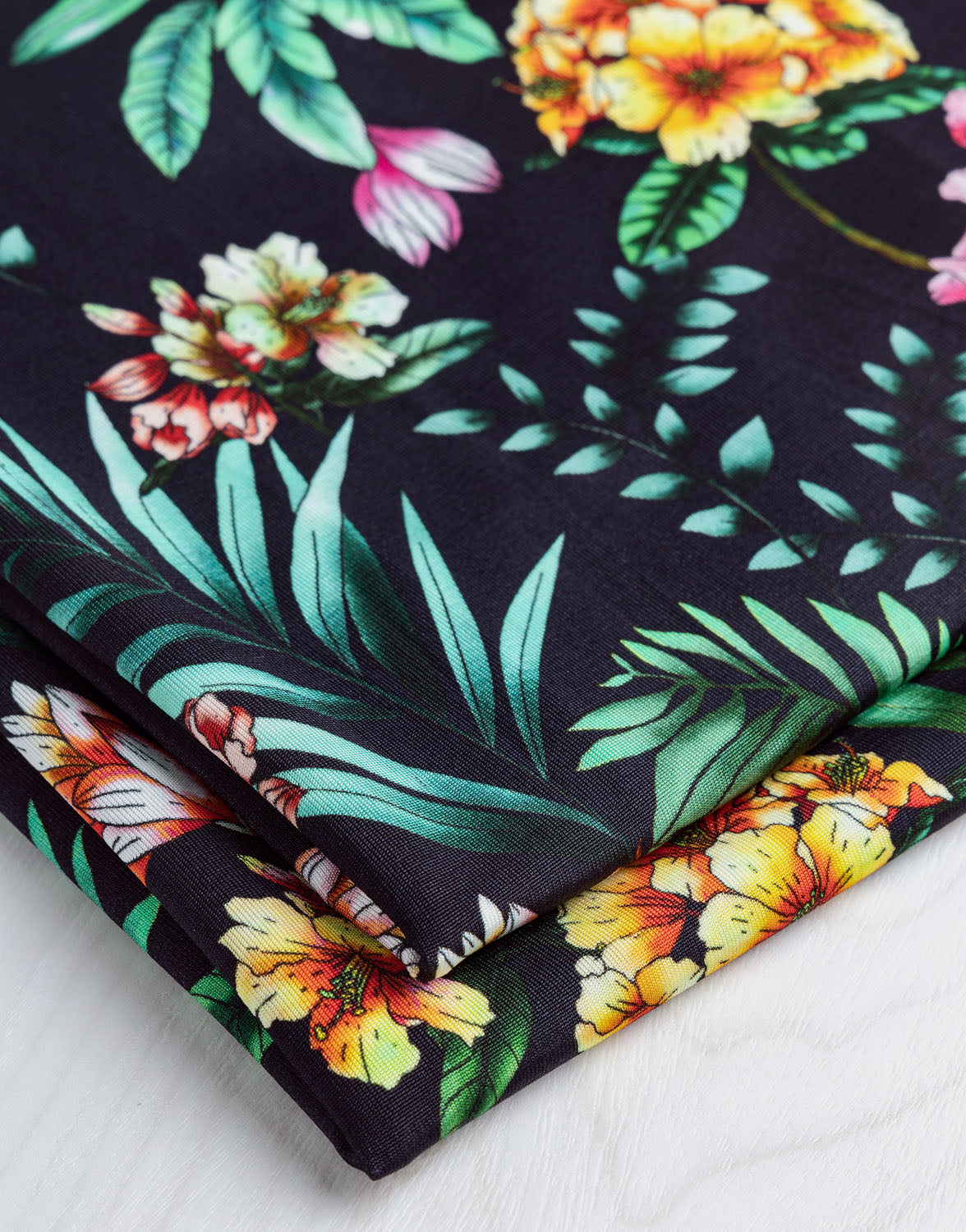 Slinky Floral Knit Print Designer Deadstock - Black + Multi