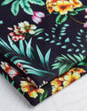 Slinky Floral Knit Print Designer Deadstock - Black + Multi | Core Fabrics