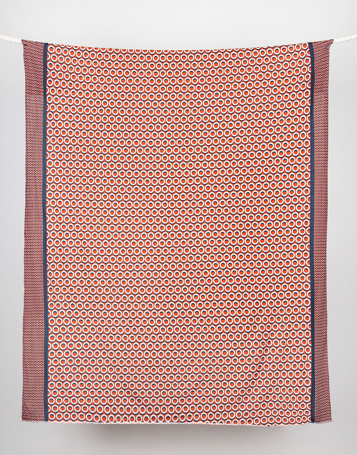 Slinky Mod Knit Print Designer Deadstock - Flame + Navy + Cream | Core Fabrics