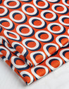 Slinky Mod Knit Print Designer Deadstock - Flame + Navy + Cream | Core Fabrics
