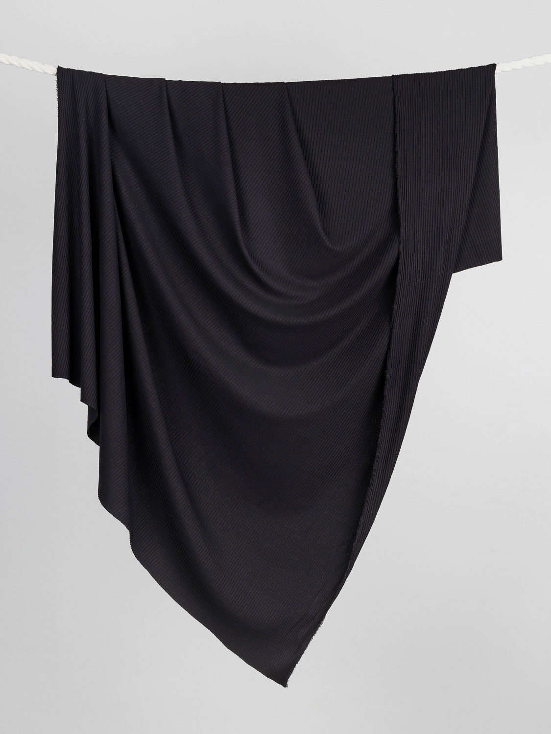 Wide Rib EcoVero Viscose Knit - Black - Swatch