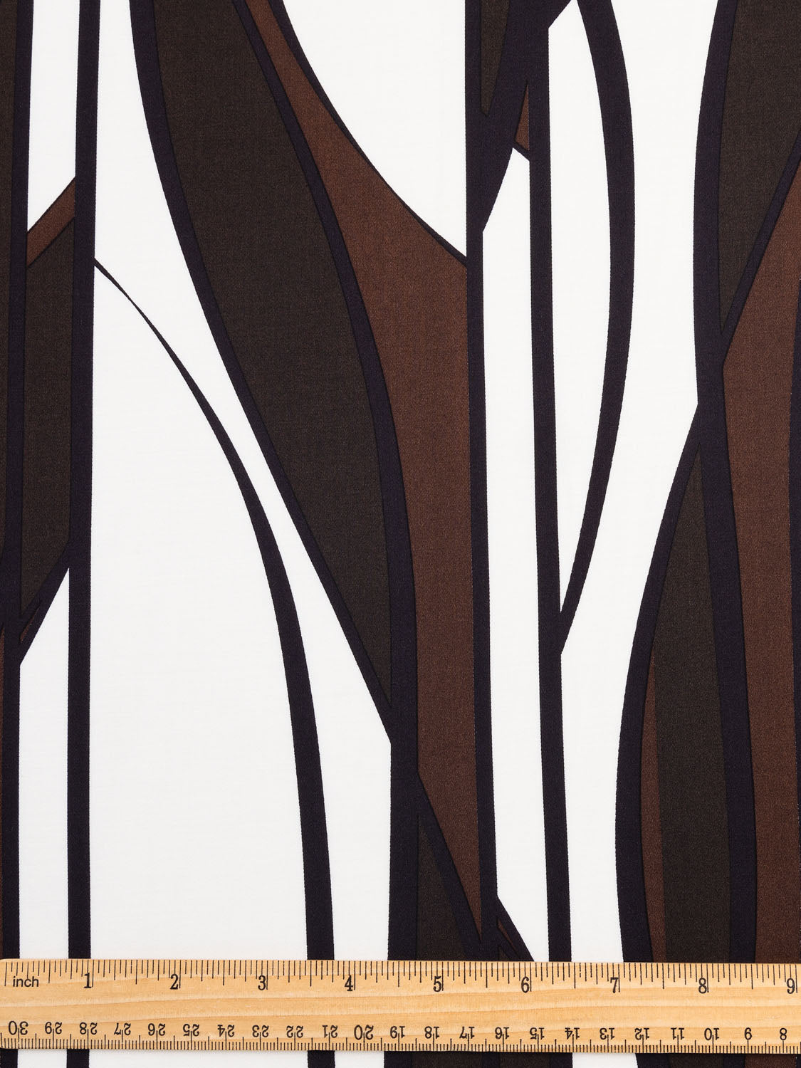 Abstract Geo Print Satin Viscose Marimekko Deadstock - Black + Cocoa + White | Core Fabrics