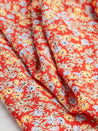 Daisy Ditsy Print Viscose Crepe Deadstock - Crimson + Yellow + Sky Blue | Core Fabrics