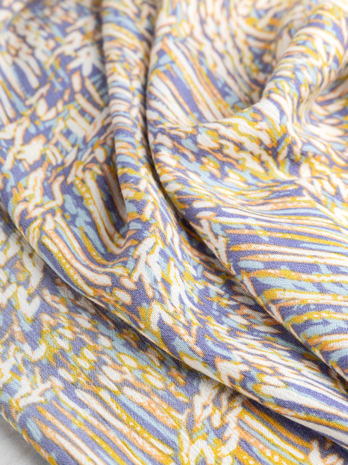 Abstract Brushstrokes Viscose Crepe Deadstock - Lavender + Sunset + Cream | Core Fabrics