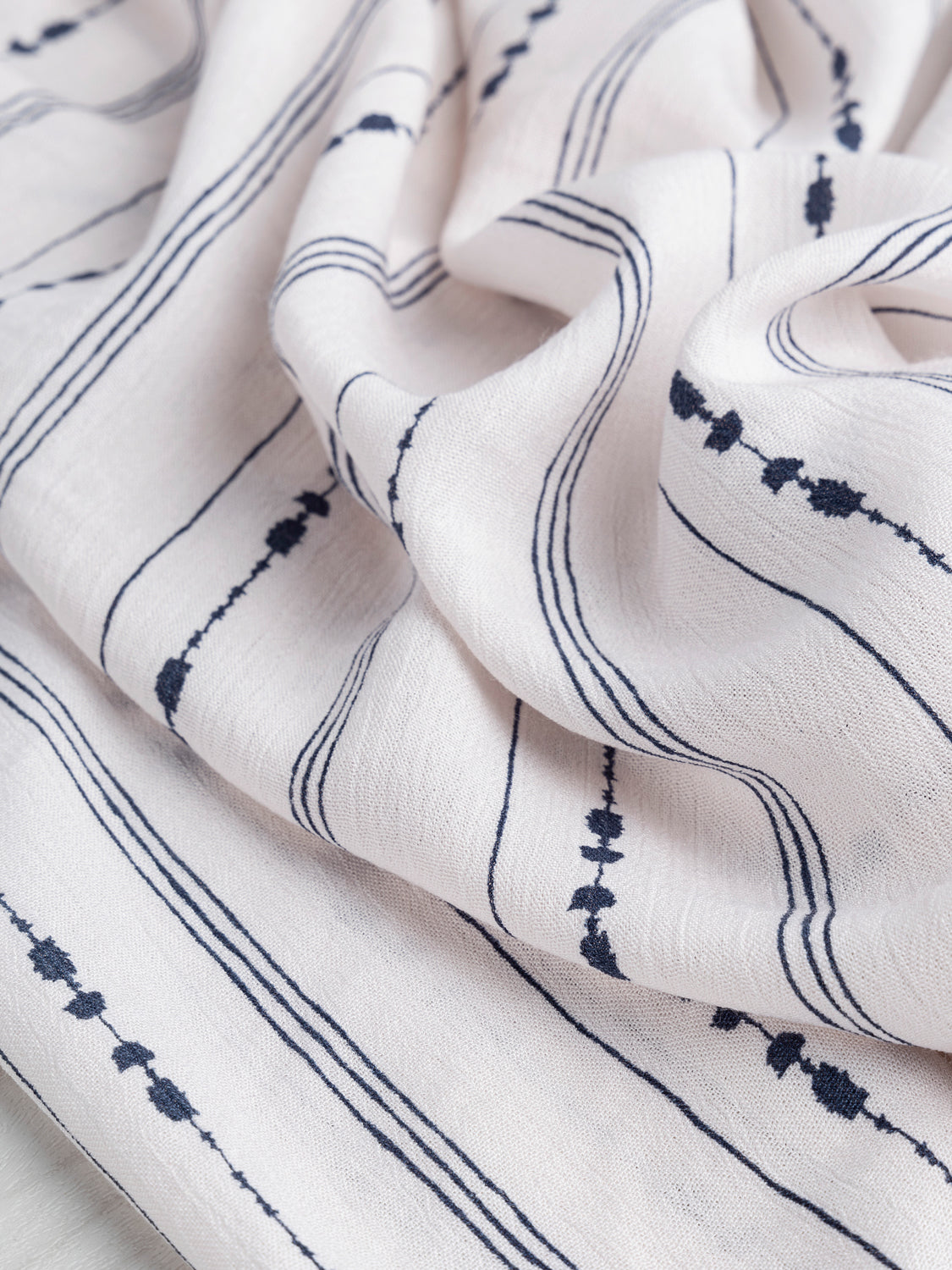 Fine Stripe Viscose Crepe Deadstock - Cream + Navy | Core Fabrics