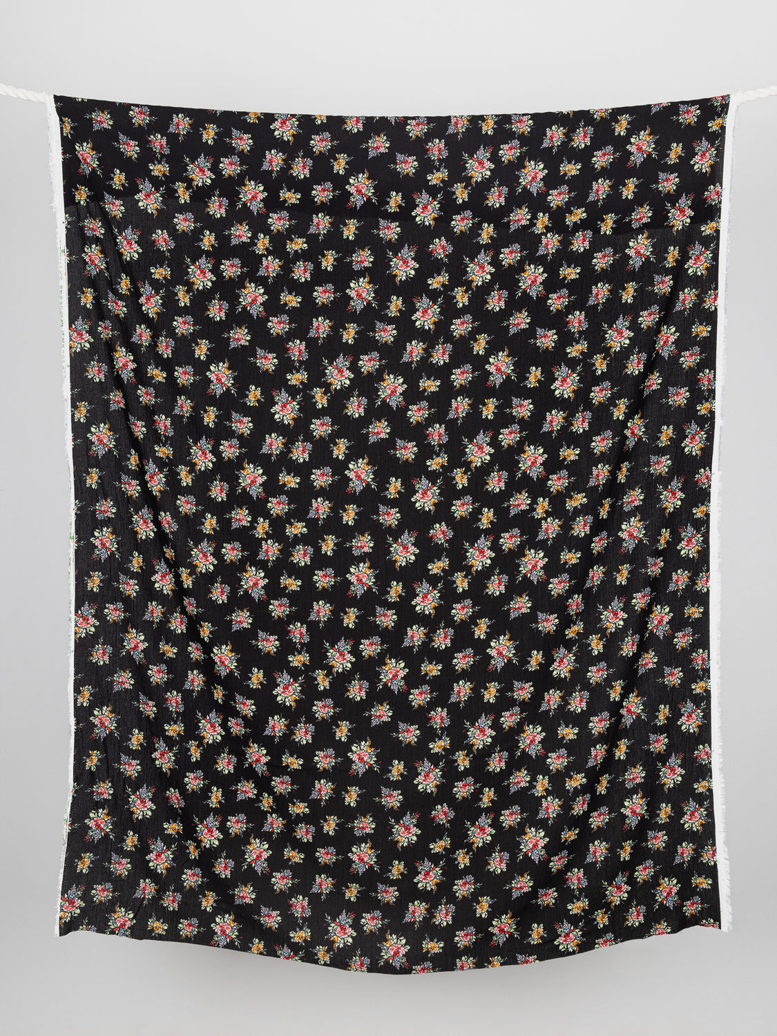 Rose Print Viscose Crepe Deadstock - Black + Multi | Core Fabrics
