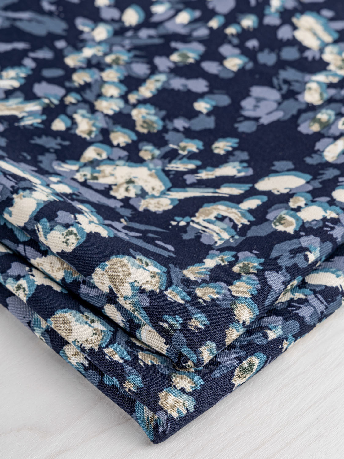Abstract Dotted Viscose Deadstock - Navy + Periwinkle + Cream | Core Fabrics