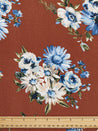 Painted Floral Viscose Deadstock - Mahogany + Azure | Core Fabrics
