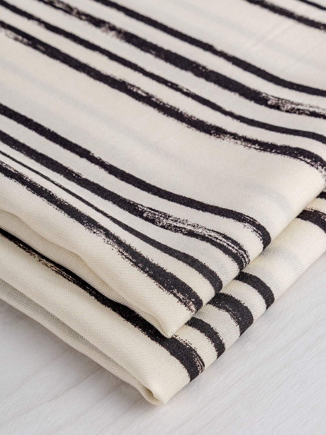 Rustic Stripes Viscose Deadstock - Cream + Black | Core Fabrics