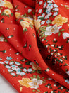 Rose Print Viscose Crepe Deadstock - Crimson + Gold + Sky | Core Fabrics
