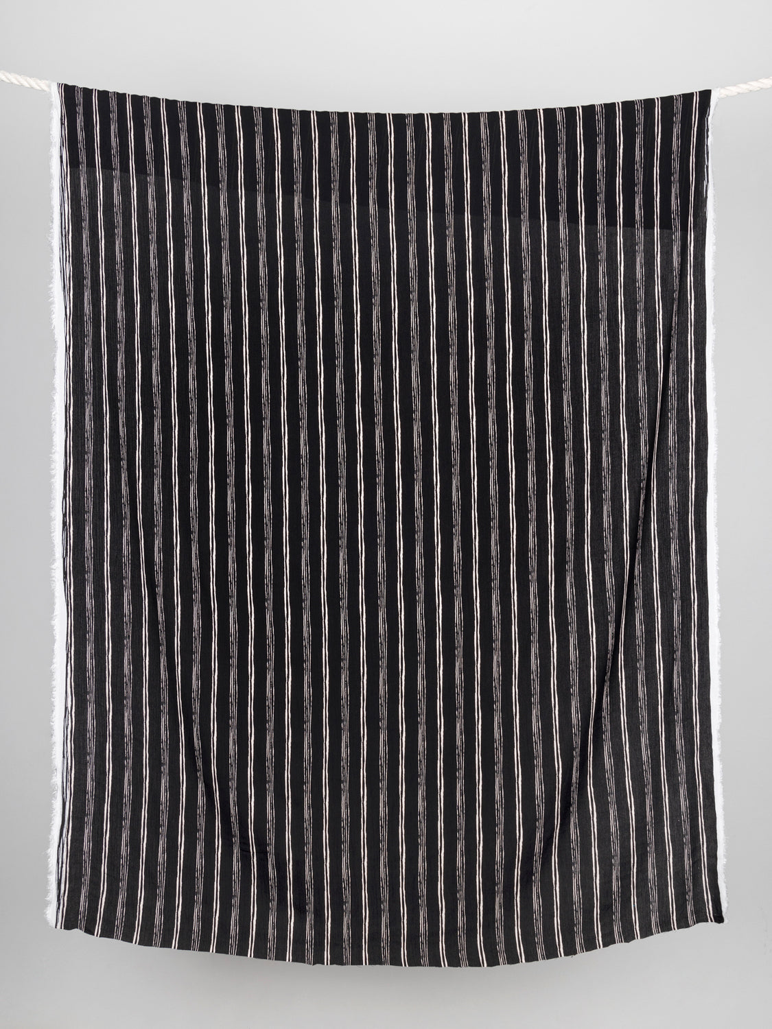 Striped Crepe Viscose Deadstock - Black + Cream | Core Fabrics