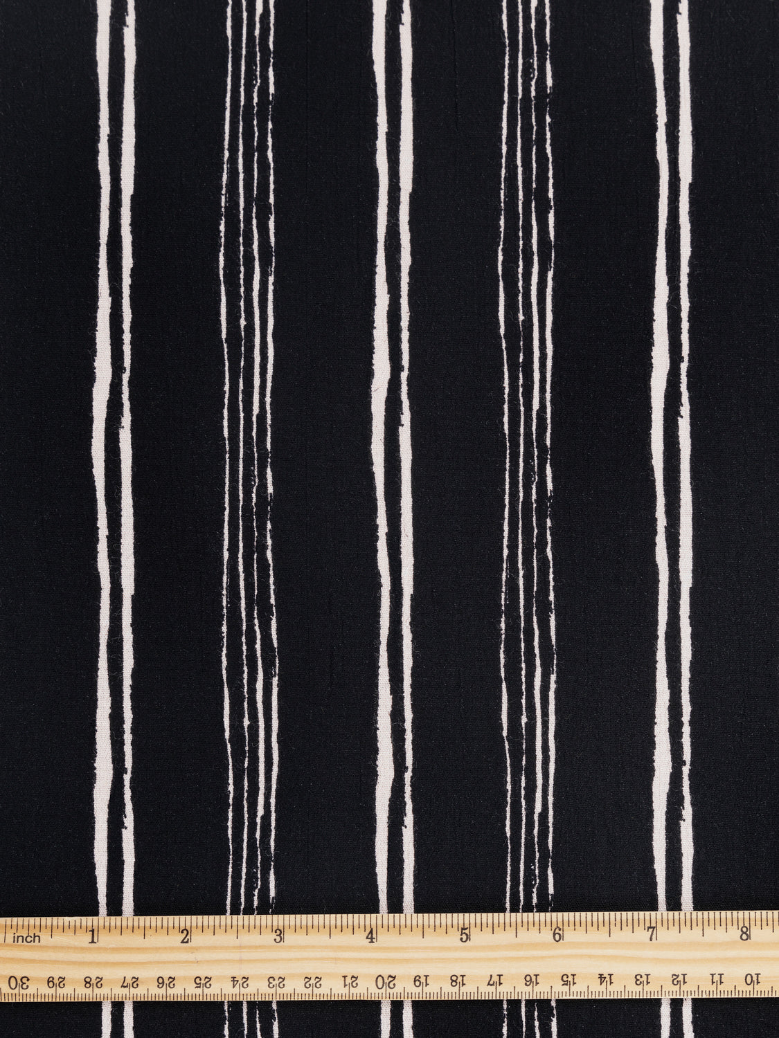 Striped Crepe Viscose Deadstock - Black + Cream | Core Fabrics