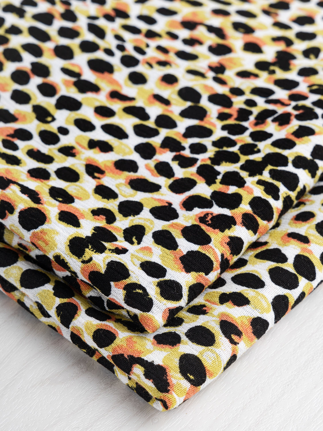 Abstract Leopard Print Viscose Crepe Deadstock - Black + Ochre + Cream | Core Fabrics