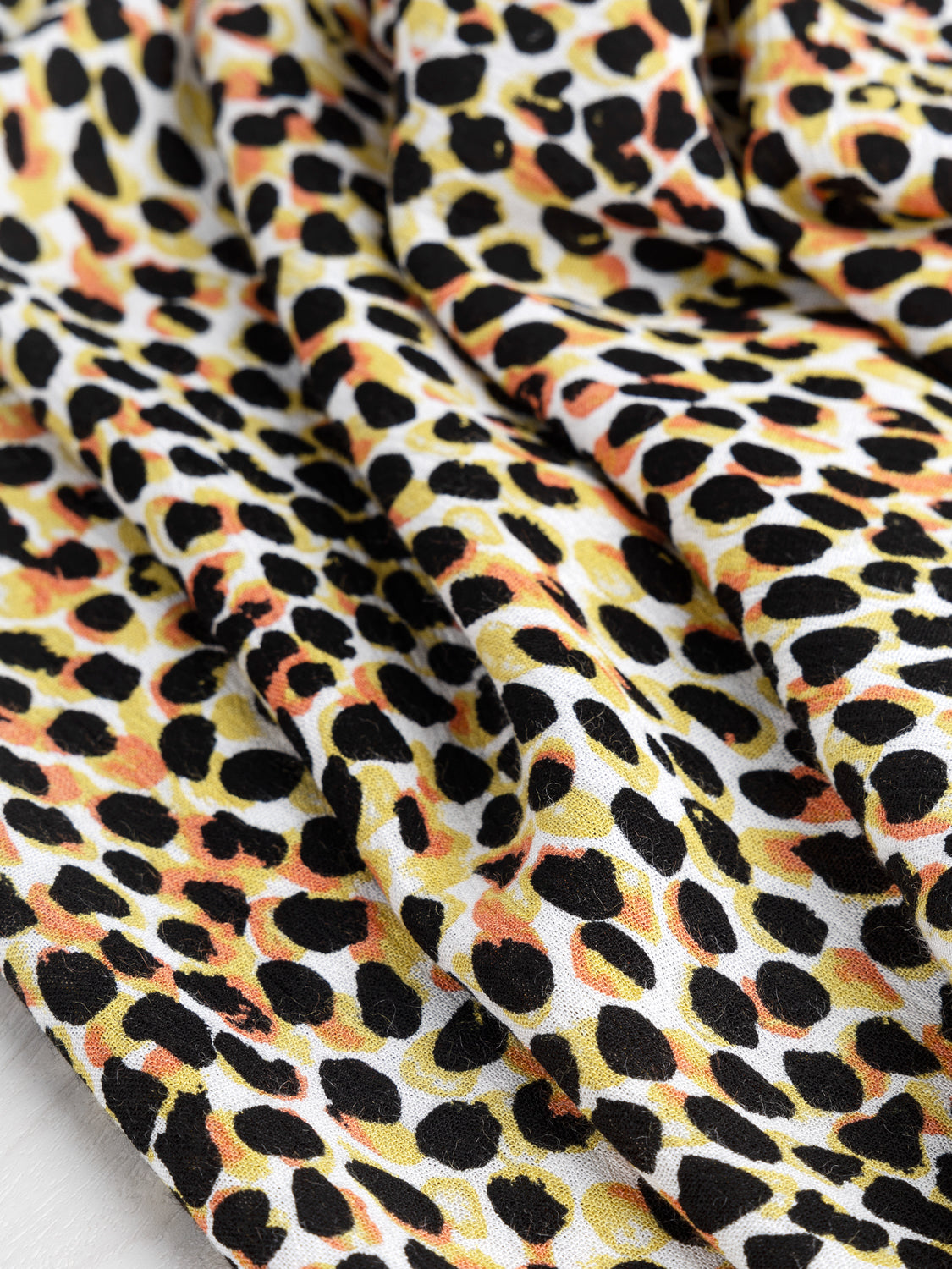 Abstract Leopard Print Viscose Crepe Deadstock - Black + Ochre + Cream | Core Fabrics