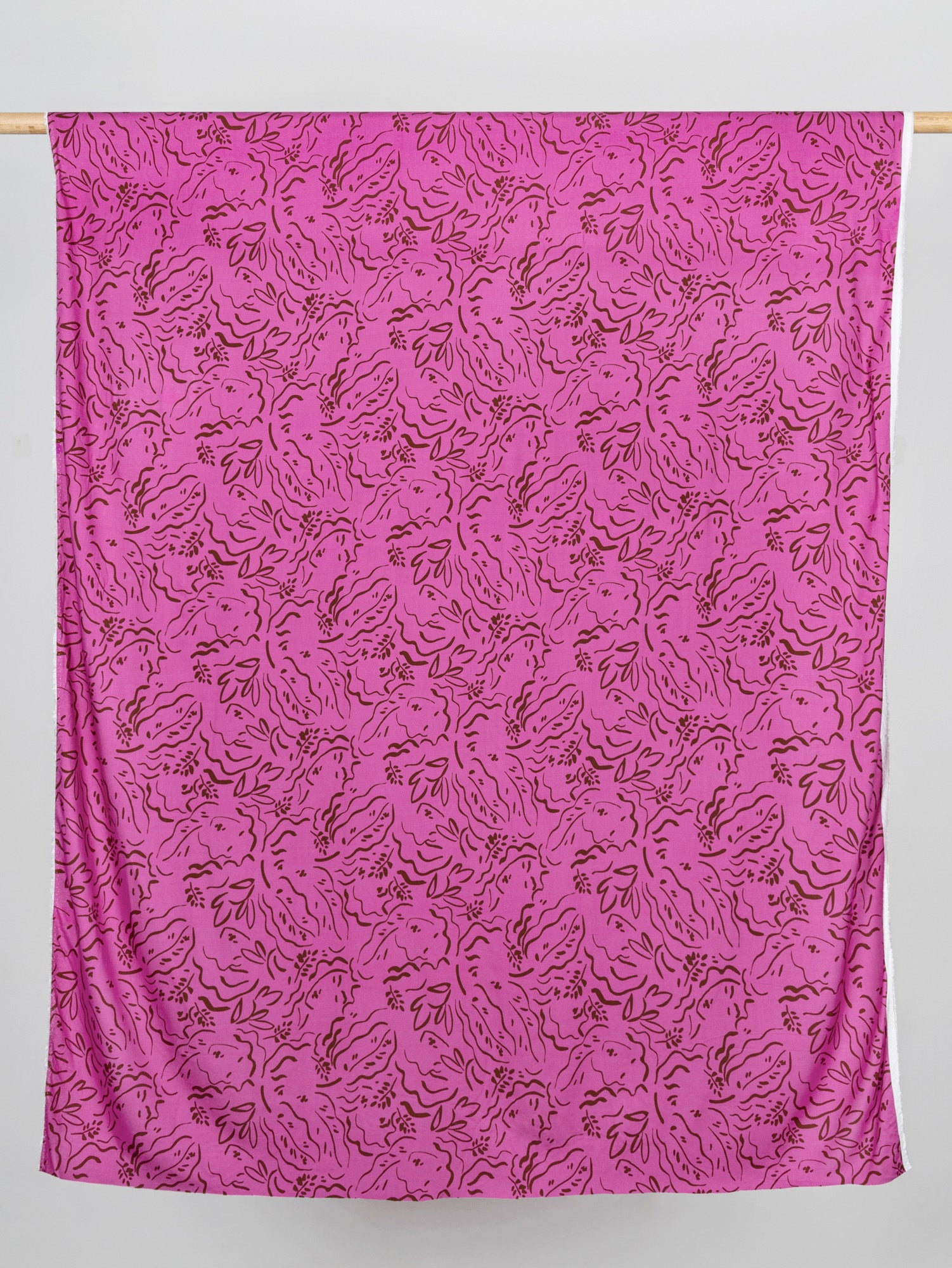 Brushstroke Leafy Face Viscose Twill - Fuchsia + Mocha | Core Fabrics