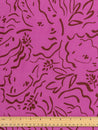 Brushstroke Leafy Face Viscose Twill - Fuchsia + Mocha | Core Fabrics