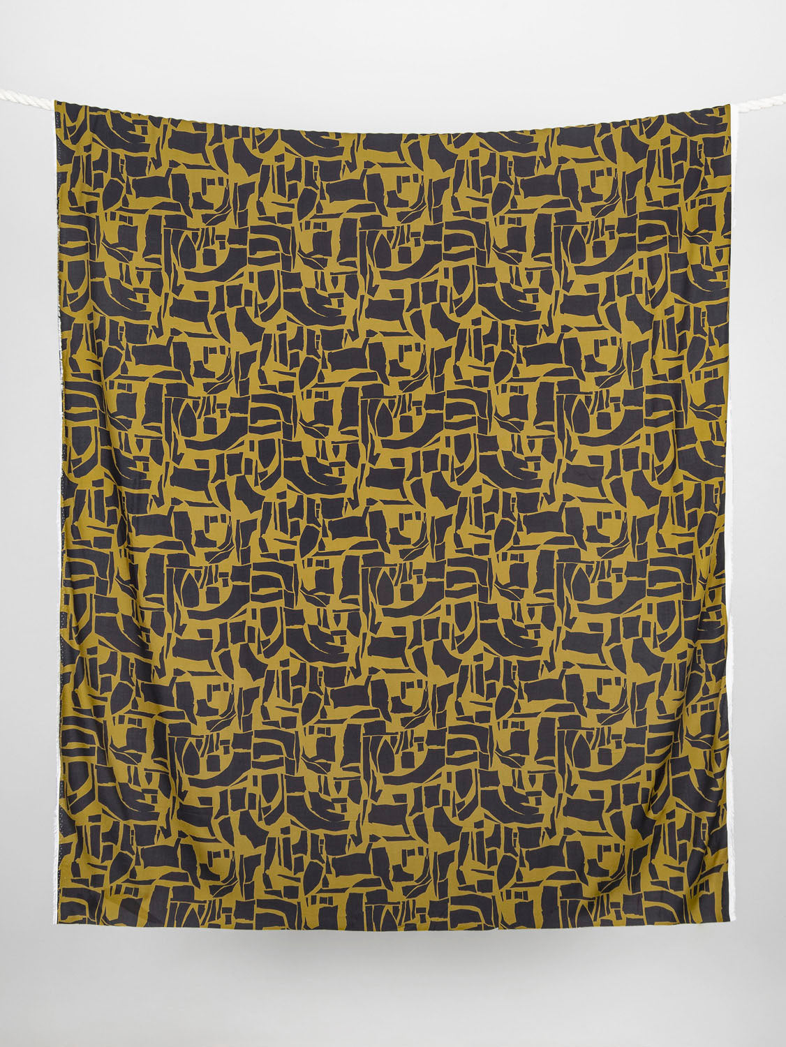 Abstract Geo Viscose Twill - Gold + Black | Core Fabrics