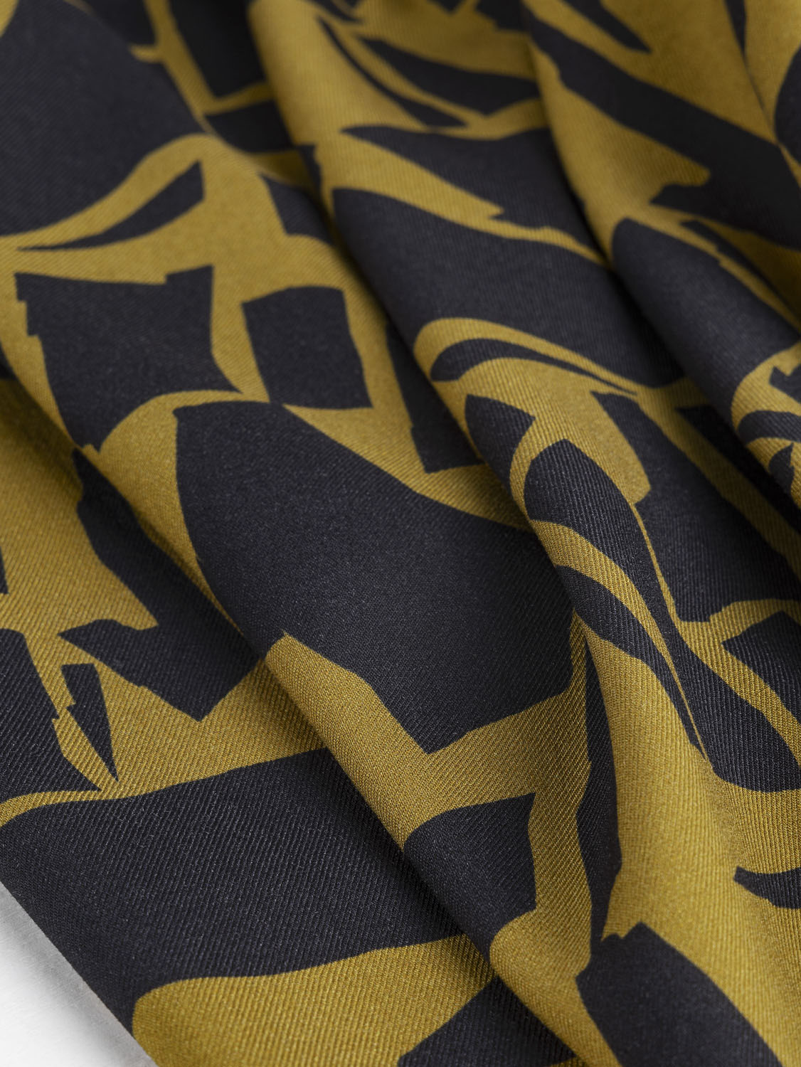 Abstract Geo Viscose Twill - Gold + Black | Core Fabrics