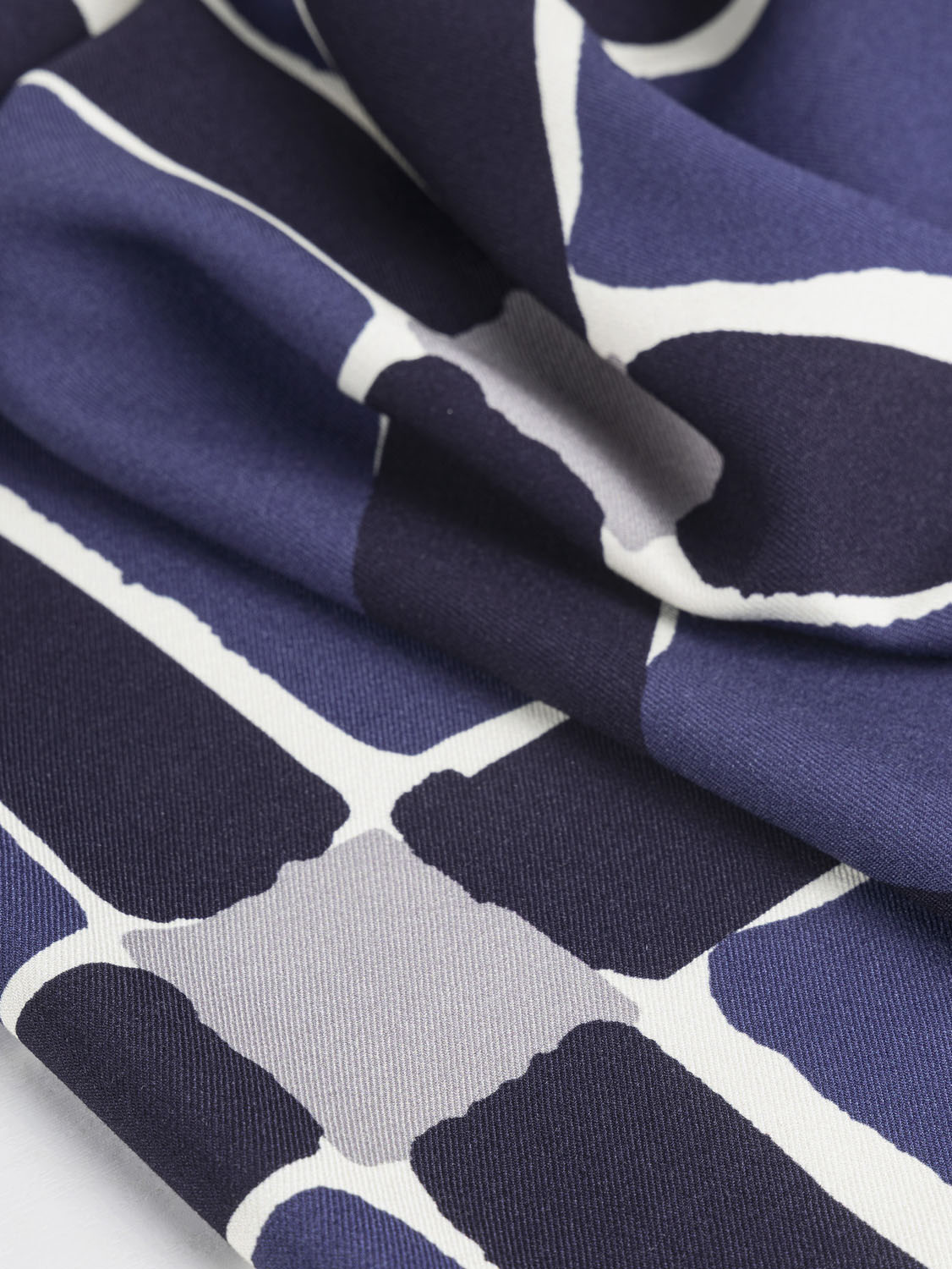 Large Scale Deconstructed Plaid Viscose Twill - Denim + Navy + Cream | Core Fabrics