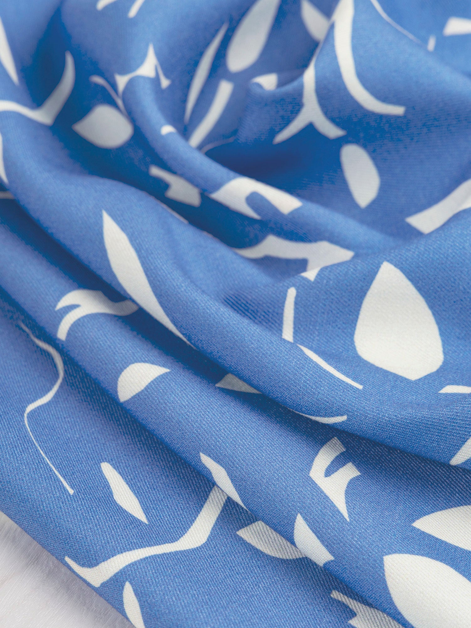 Abstract Collage Viscose Twill - Azure Blue + Cream | Core Fabrics