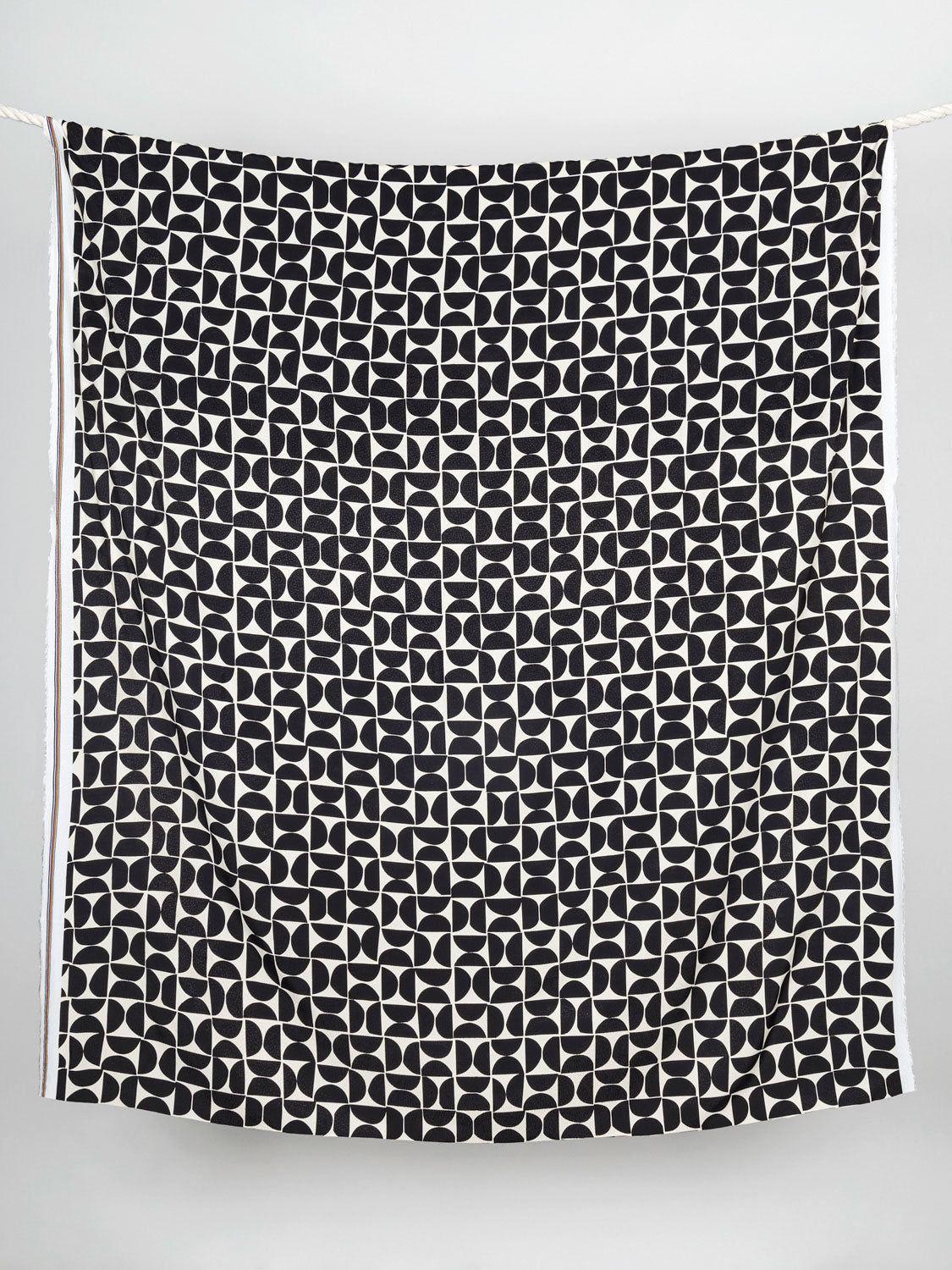 Bauhaus Half Circle Print Viscose Dobby - Cream + Charcoal | Core Fabrics