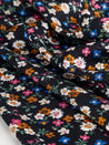 Ditzy Floral Print Rayon Challis Deadstock - Black + Orange + Pink | Core Fabrics