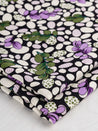 Leafy Oval Print Rayon Challis Deadstock - Olive + Lavender + Cream | Core Fabrics