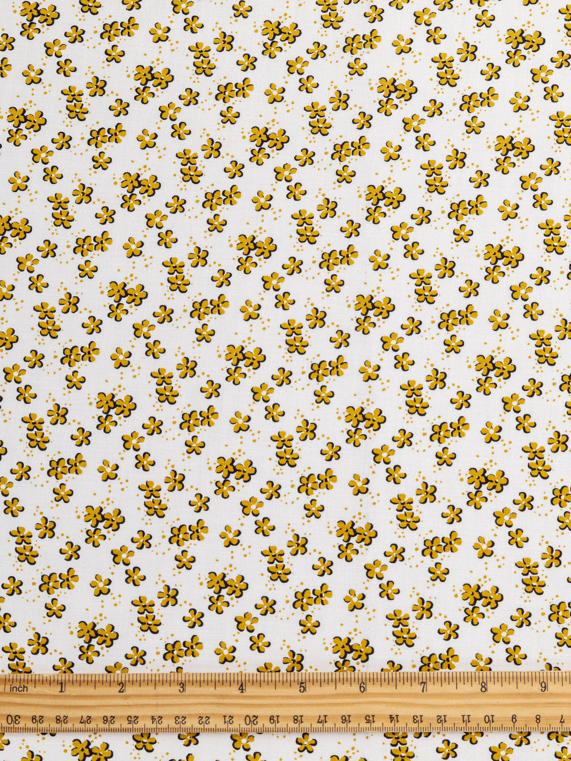 Ditzy Floral Print Rayon Challis Deadstock - Gold + Cream | Core Fabrics