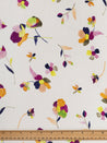 Watercolour Floral Print Viscose Twill - Cream + Magenta + Orange + Blue | Core Fabrics