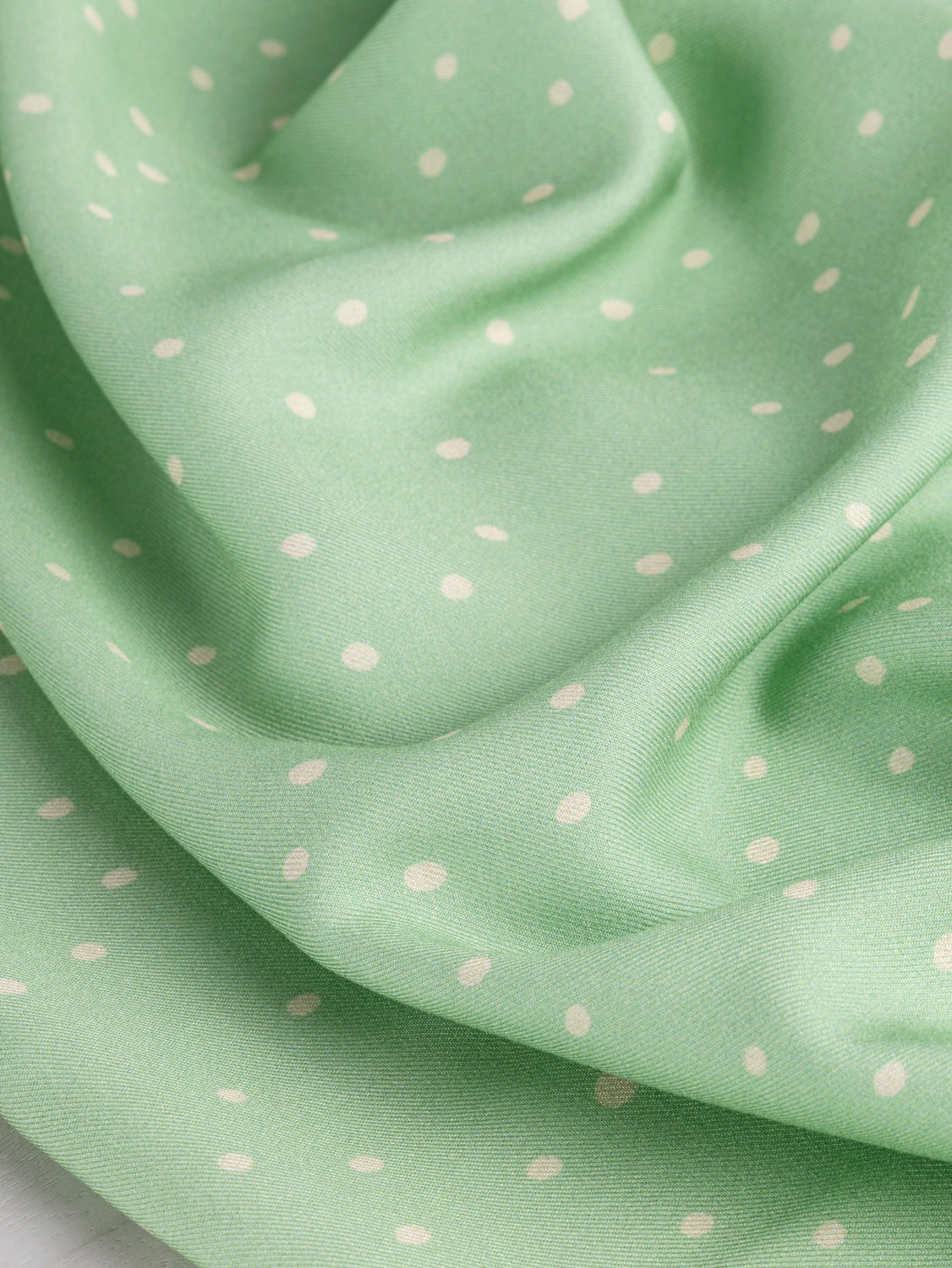 Small Polkadot Viscose Twill - Mint + Cream | Core Fabrics